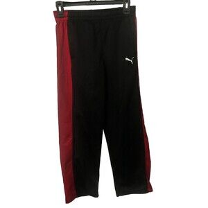 Puma Boy's Size M 10/12 Running Jogging Track Pants Black and Red 100% polyester